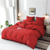 3 Pcs Cross Pleated Duvet Set - Red